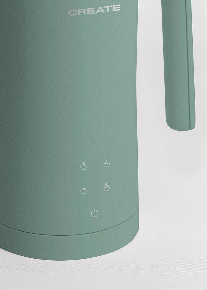CREATE/MILKFROTHER/Elektrischer Milchaufschäumer Grün-Sage/Touchscreen, 4 Automatikprogramme, Sicher