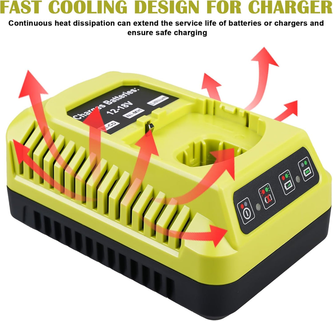 18V Ladegerät Ersatz für Ryobi: Vielseitiger P117 Ladegerät, 12V~18V ladegerät für ryobi, Akkuladege