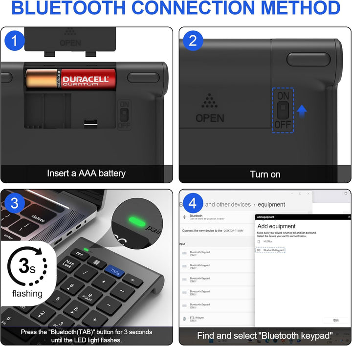 Nummernblock Bluetooth - Ziffernblock Kabellos - Numpad mit 22 Tasten und Mehreren Tastaturkürzeln -