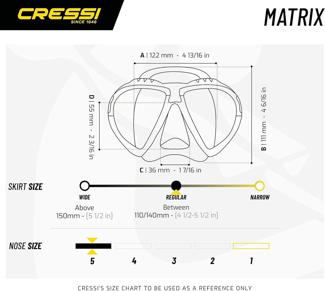 Cressi Matrix Tauchen Schnorcheln Maske Grün Einheitsgrösse Single, Grün Einheitsgrösse Single
