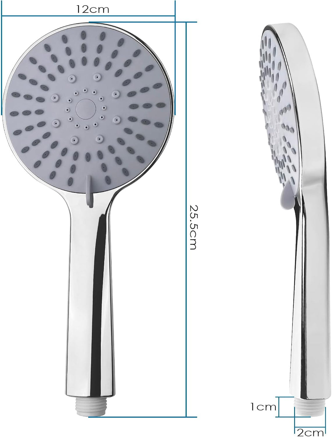 Fousenuk Duschkopf Wassersparend, 5 Strahlarten Duschbrause, Shower Head, Handbrause Gross, Brauseko