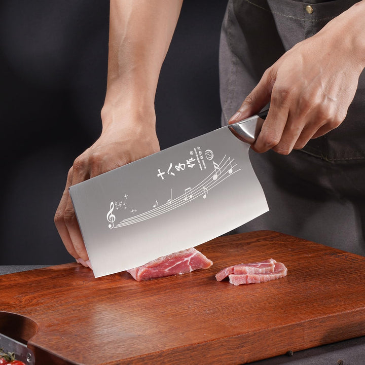 SHI BA ZI ZUO 7-Zoll-Küchenmesser für Gemüse, professionelles Kochmesser mit Edelstahl-Vollerl und G