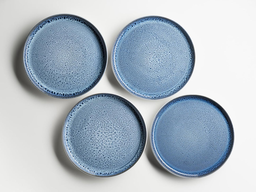 MÄSER Serie Malea, 16-tlg. Kombiservice für 4 Personen im Vintage-Look, blau mit dunklen Sprenkeln,