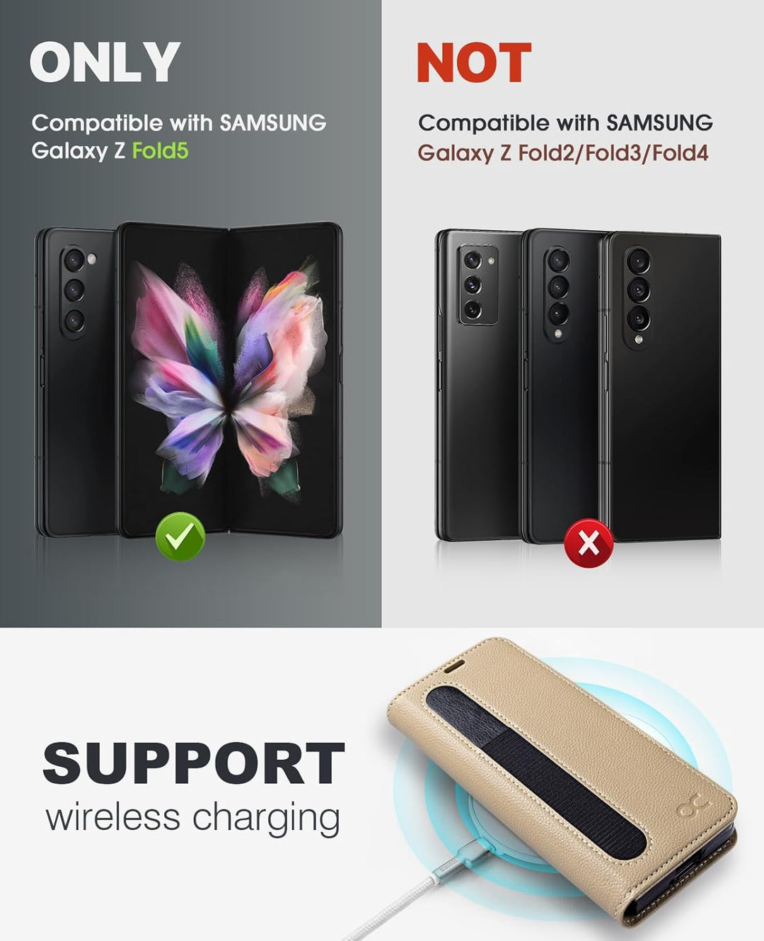 OCASE Aktualisierte Version Hülle Samsung Galaxy Z Fold 5 5G Handyhülle [mit S Pen Halter] [Vorderse