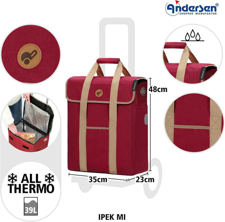 ANDERSEN Einkaufstrolley - Scala Shopper Ipek Mi rot | mit Flüsterrädern, klappbar, aus Stahl, bis 4