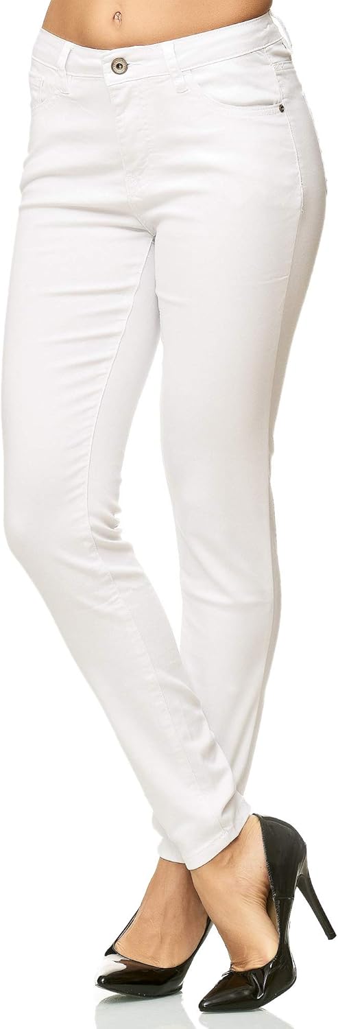 Elara Damen Hose Skinny Stretch Jeans 3 Längen Chunkyrayan 44W / 30L Weiss Elara, 44W / 30L Weiss El