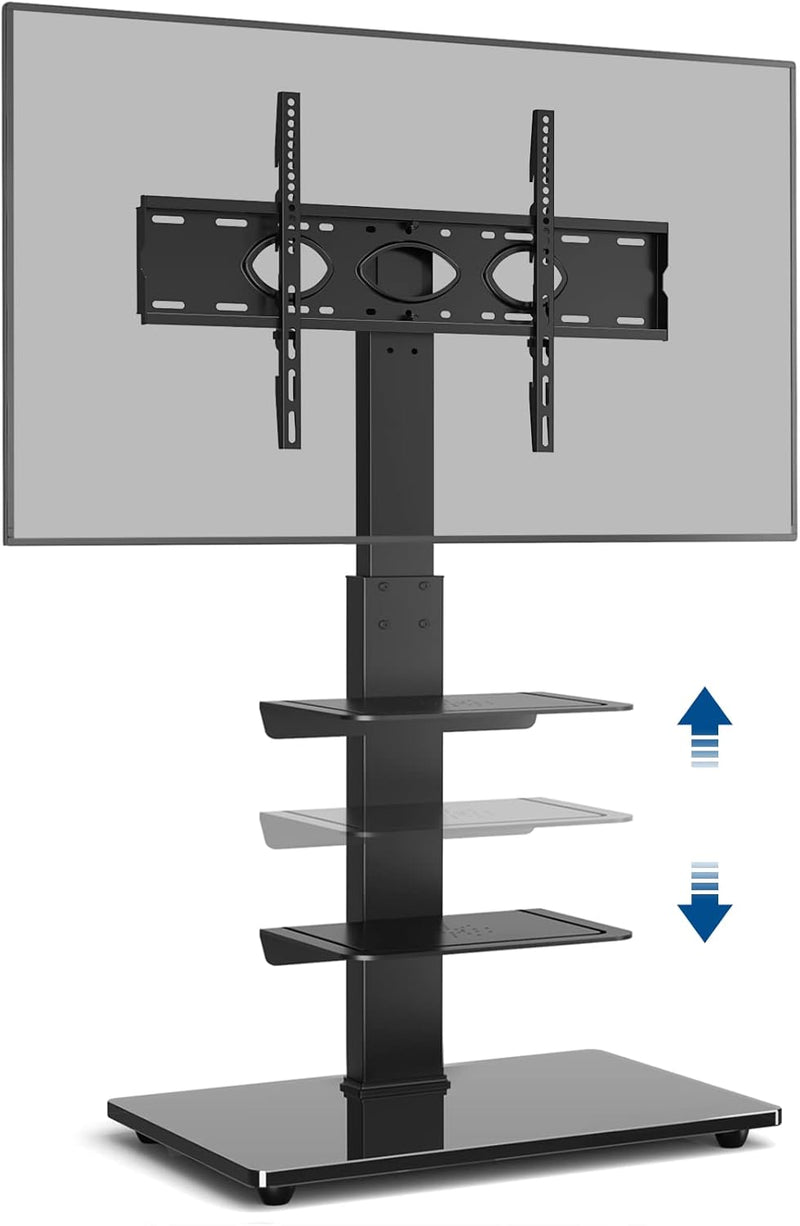 RFIVER TV Bodenständer TV Ständer TV Standfuss mit 3 Ablagen für 32-70 Zoll Flach Curved TV Fernsehs