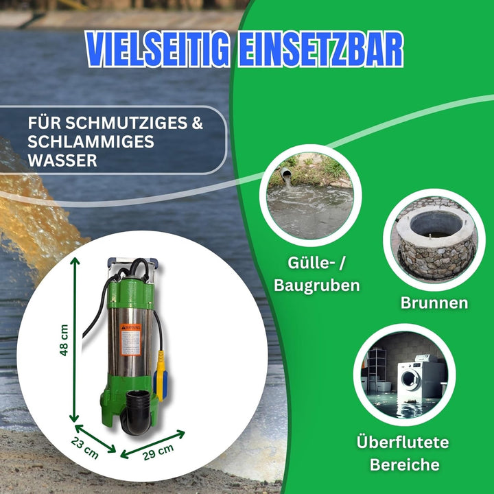 CHM GmbH® Profi Fäkalienpumpe Schmutzwasserpumpe V550 11000 L/h (Profi Fäkalienpumpe ohne 2" C-Schla