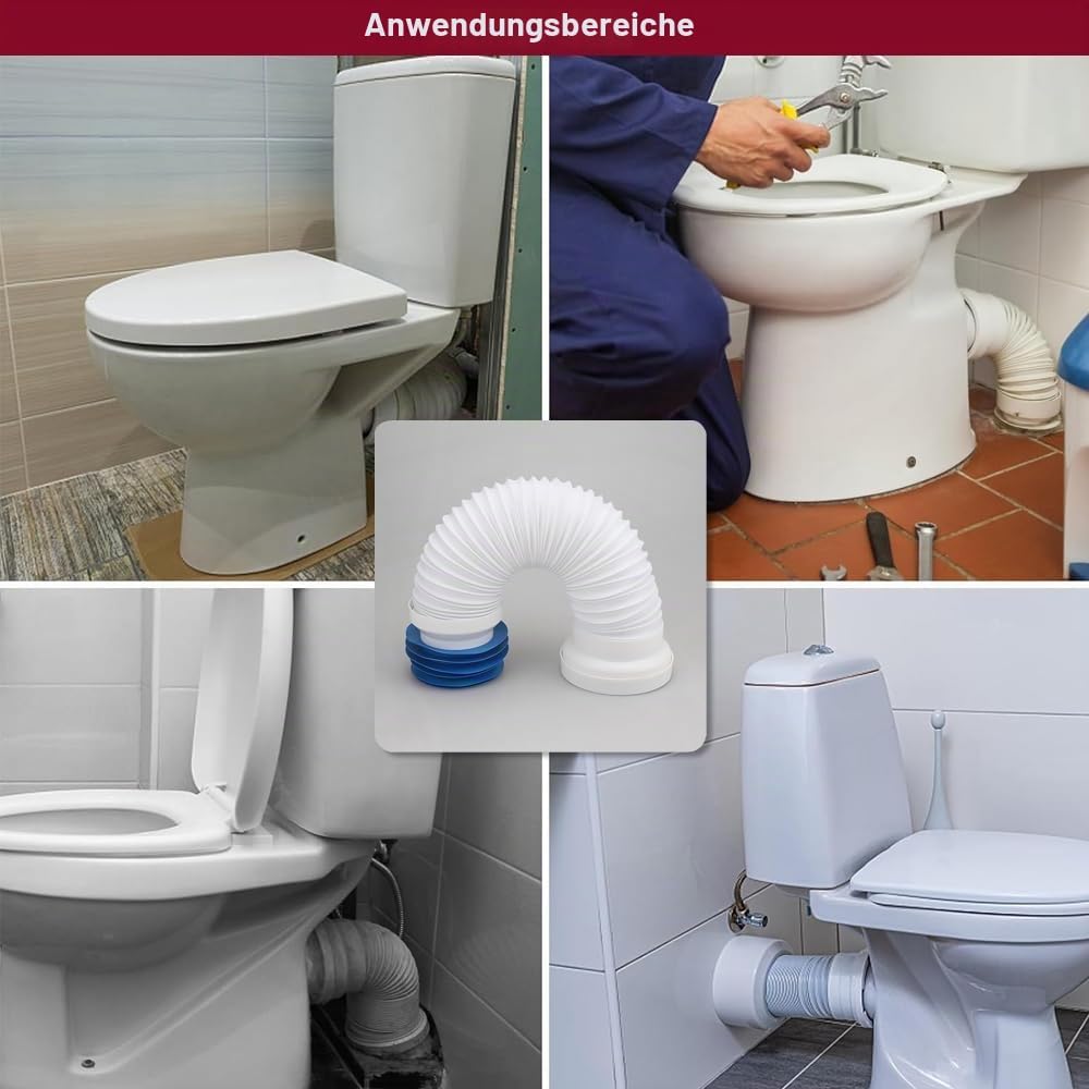 Universeller Toiletten-Abflussrohrverbinder, Ausziehbar 280-650mm, Langlebige, Zuverlässige Dichtung