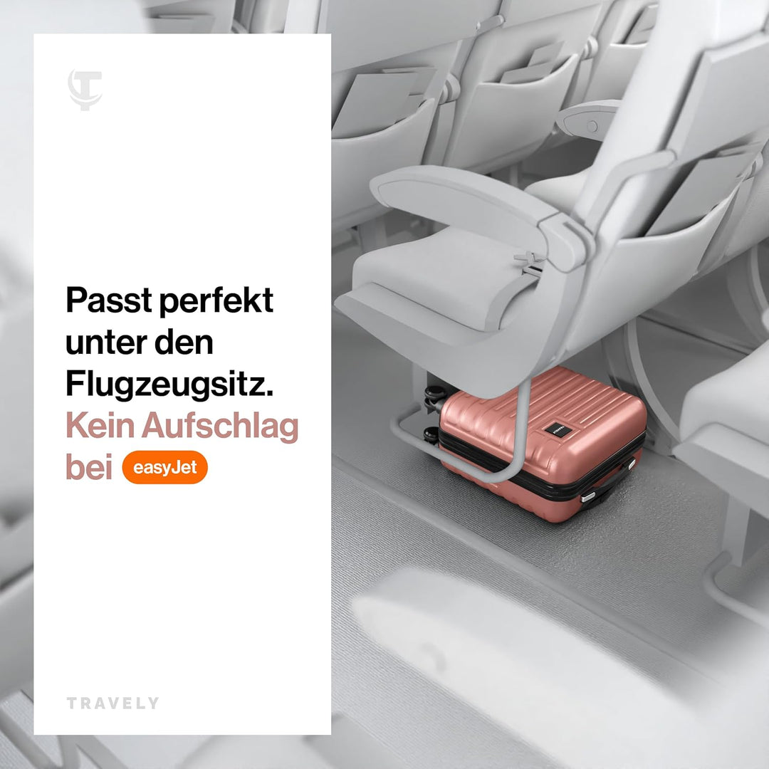Travely Premium Handgepäck Koffer 45x36x20cm - passend für Ryanair, Lufthansa, Eurowings und co. I 3