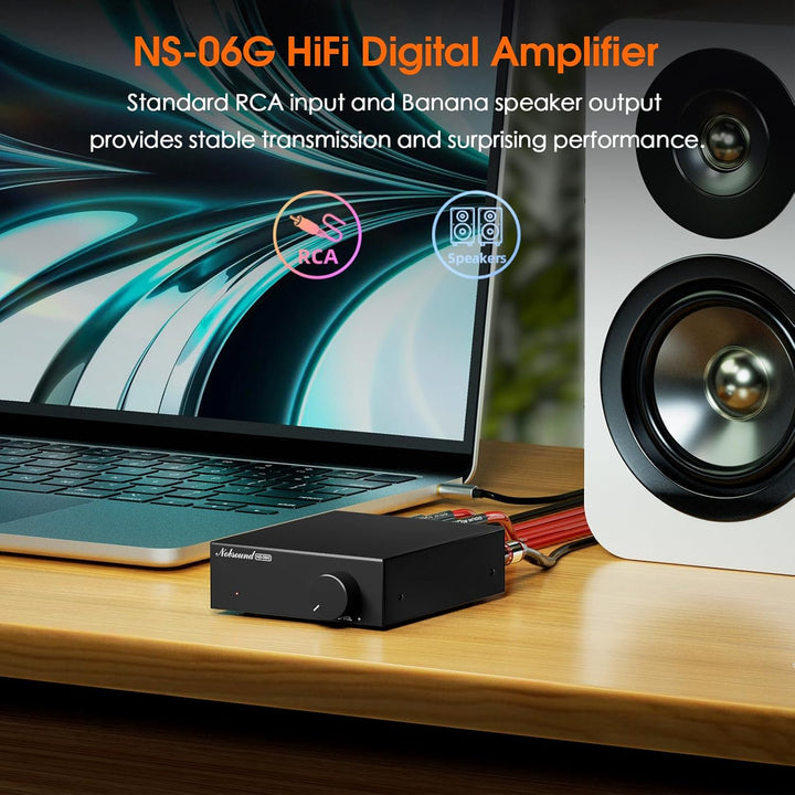 Nobsound 2-Kanal Mini Stereo Verstärker: 60Wx2 HiFi Klasse D Amplifier mit TPA3116 und 19V Netzteil