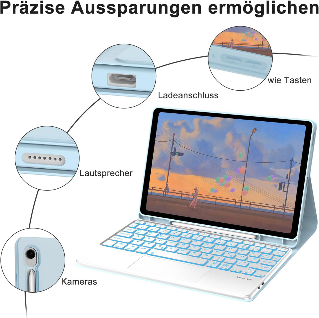 Tastatur für Samsung Galaxy Tab S9FE/S10FE 10.9", Hülle Tastatur Galaxy Tab S9/S10FE 2025 con Touchp