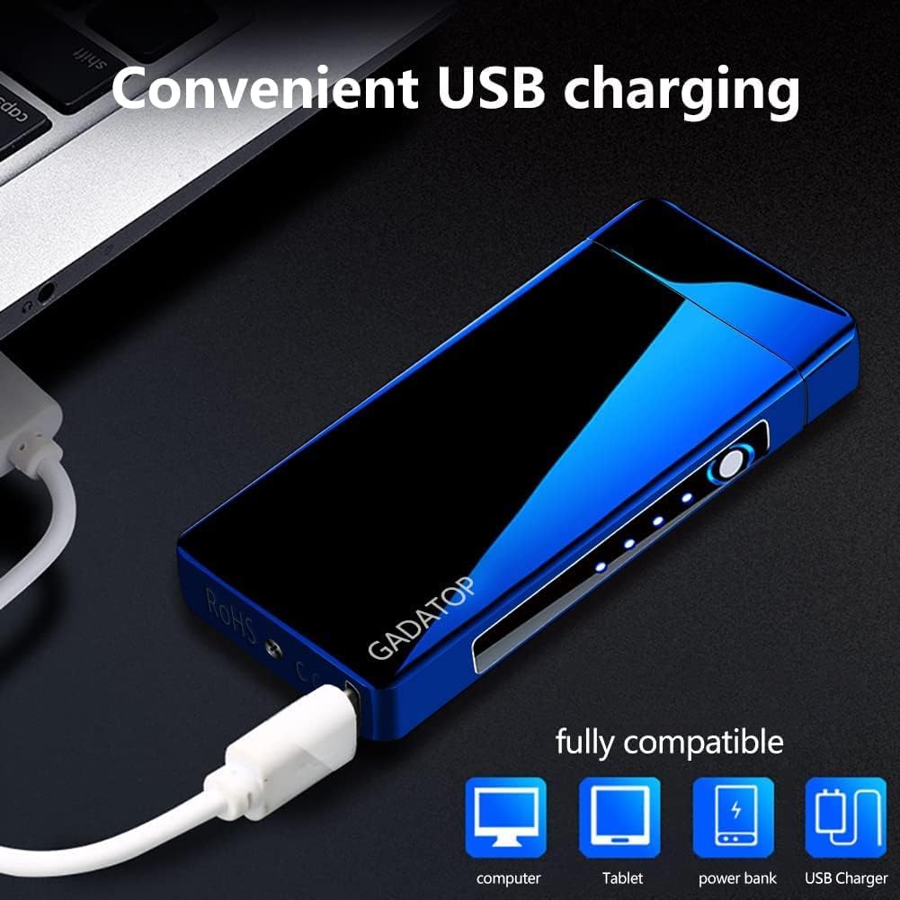 GADATOP Feuerzeuge Elektronisches Feuerzeug USB Lichtbogen Feuerzeug Metallgehäuse grosse Flamme wie