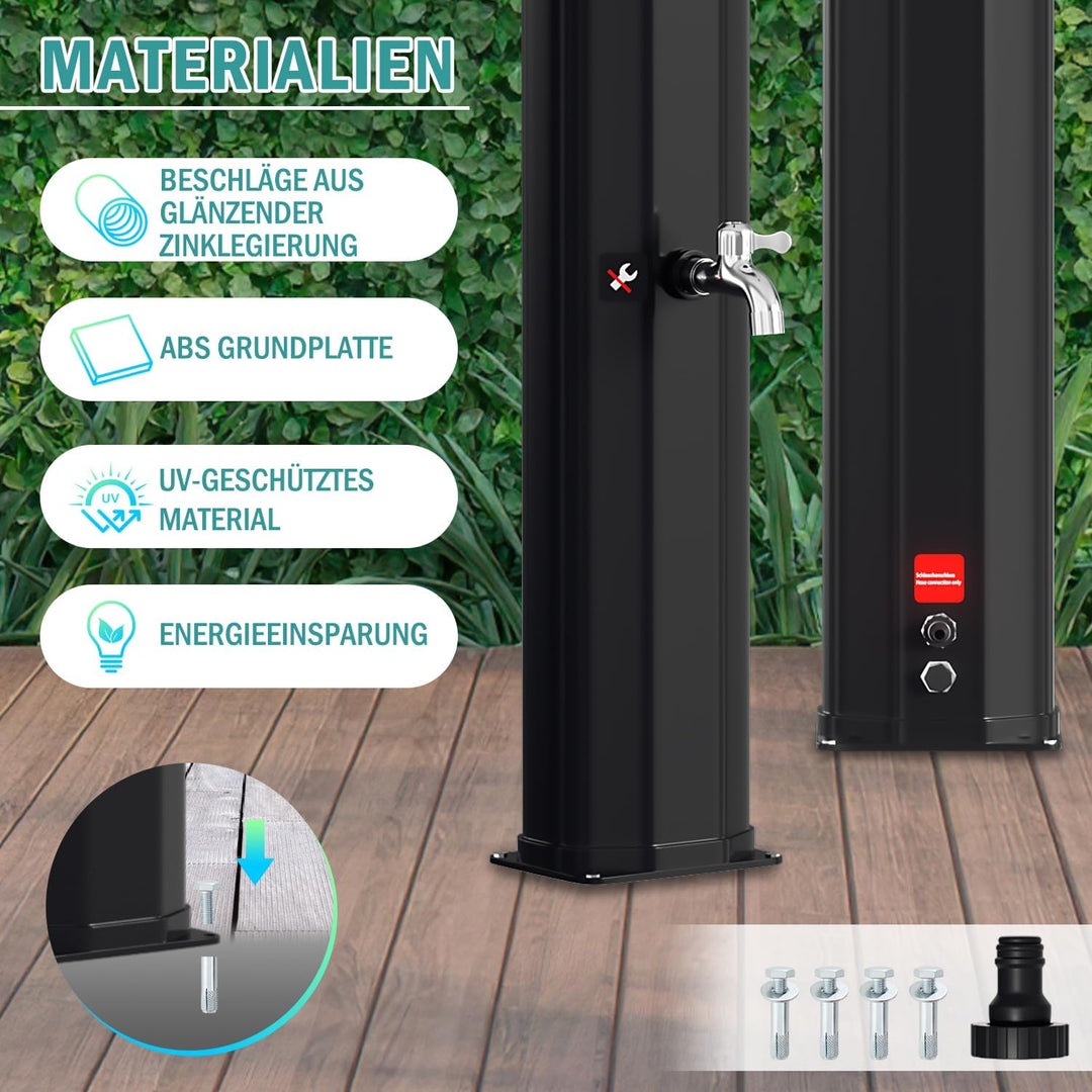 Randaco Solardusche Solar Gartendusche warmes Wasser Bis Zu 60°C Ohne Stromanschluss Pooldusche Camp
