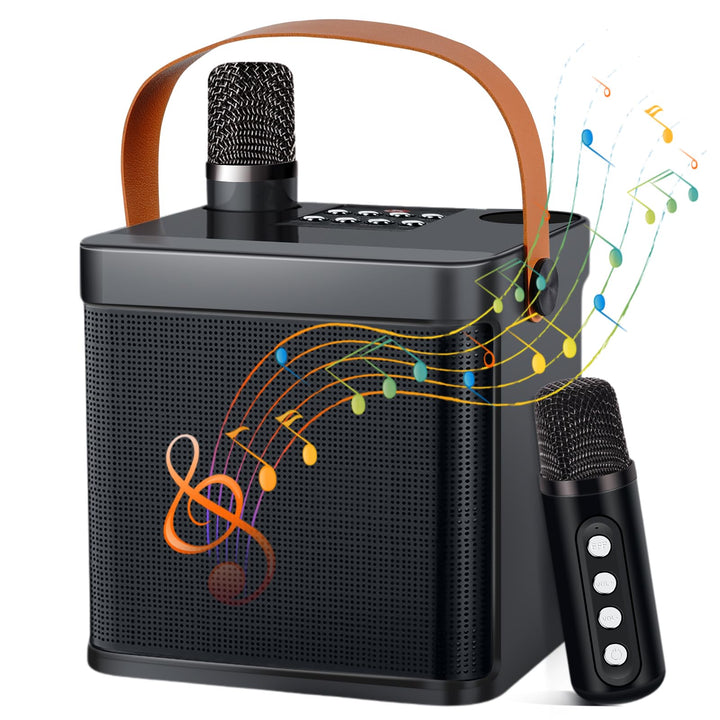 LAMA Karaoke Maschine mit kabellose 2 Mikrofonen Karaoke Anlage, Bluetooth Lautsprecher Box tragbare