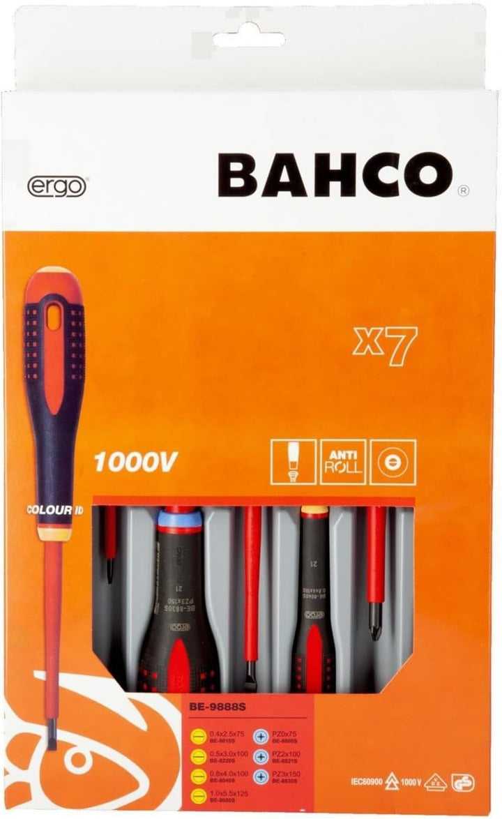 BAHCO BHBE-9888S Schraubendreher-Set (7-teilig) 1 Originalverpackung, 1 Originalverpackung