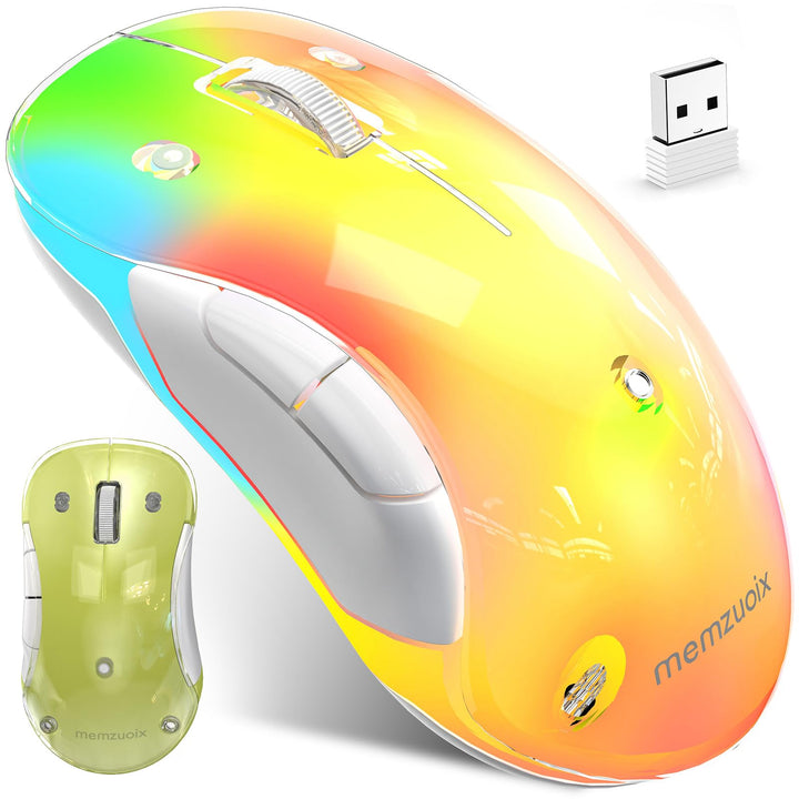 memzuoix LED Kabellose Maus – Wiederaufladbare 2.4G Optische Maus mit Magnetischer Abdeckung, Sanfte
