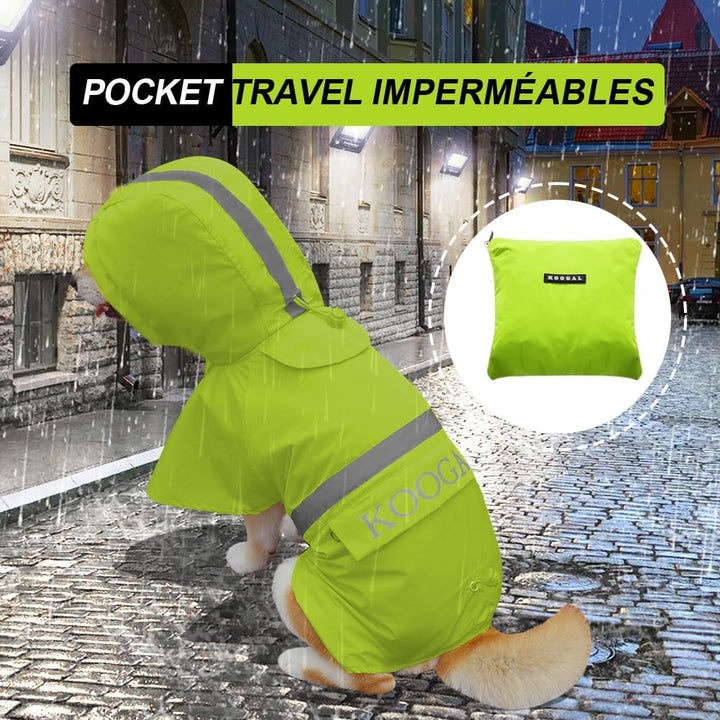 KOOGAL Grosse Hunde Regenjacken Mit Kapuze,Hunde Regenmantel,Mit Reflektierenden Sicherheitsstreifen