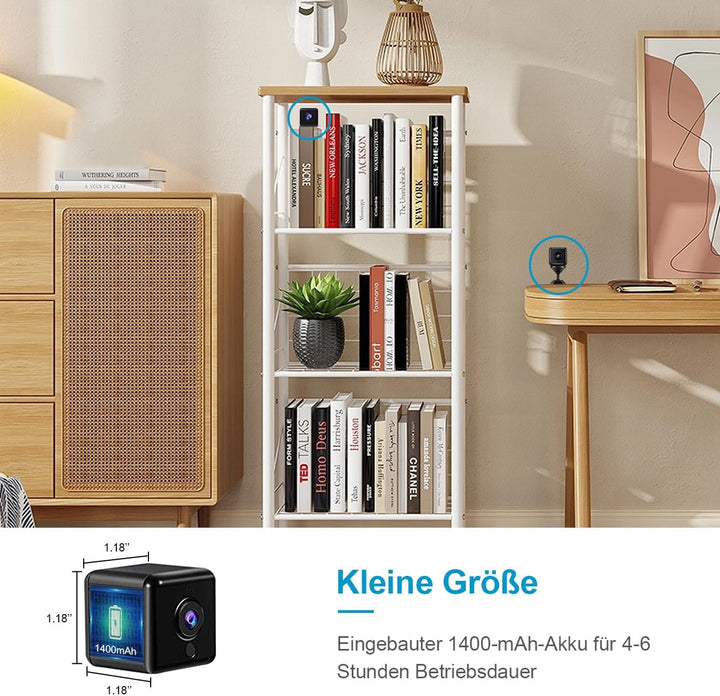 AOBOCAM Mini Kamera, 4K HD WLAN Überwachungskamera Innen WiFi Kamera Live Übertragung Handy APP Für