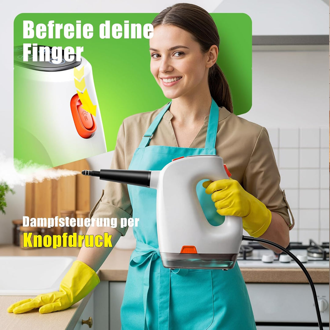 Handdampfreiniger 1200W, 500ml abnehmbarer Wassertank mit Reinigungsmittelspender, entfernt Fett und