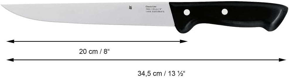 WMF Classic Line Fleischmesser 34,5 cm, Spezialklingenstahl, Kunststoffgriff, Klinge 20 cm