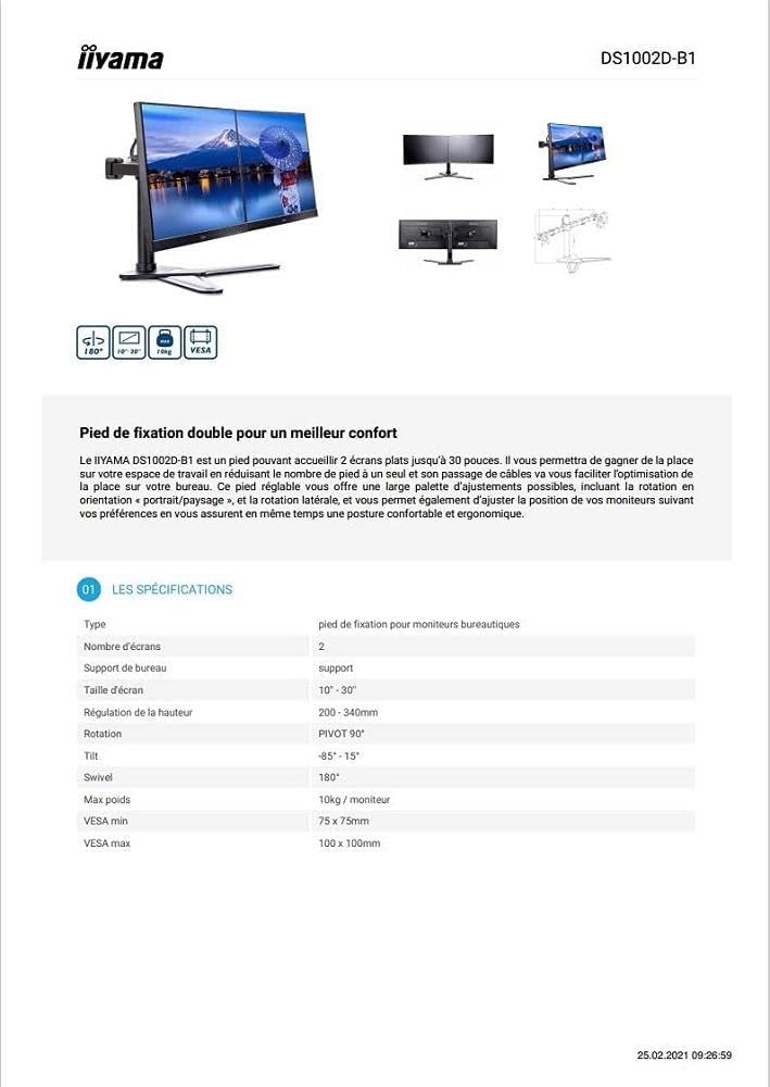iiyama DS1001C-B1 Einzel-Monitor Halterung (Tischklemme oder Tischdurchführung) für Displays bis 32