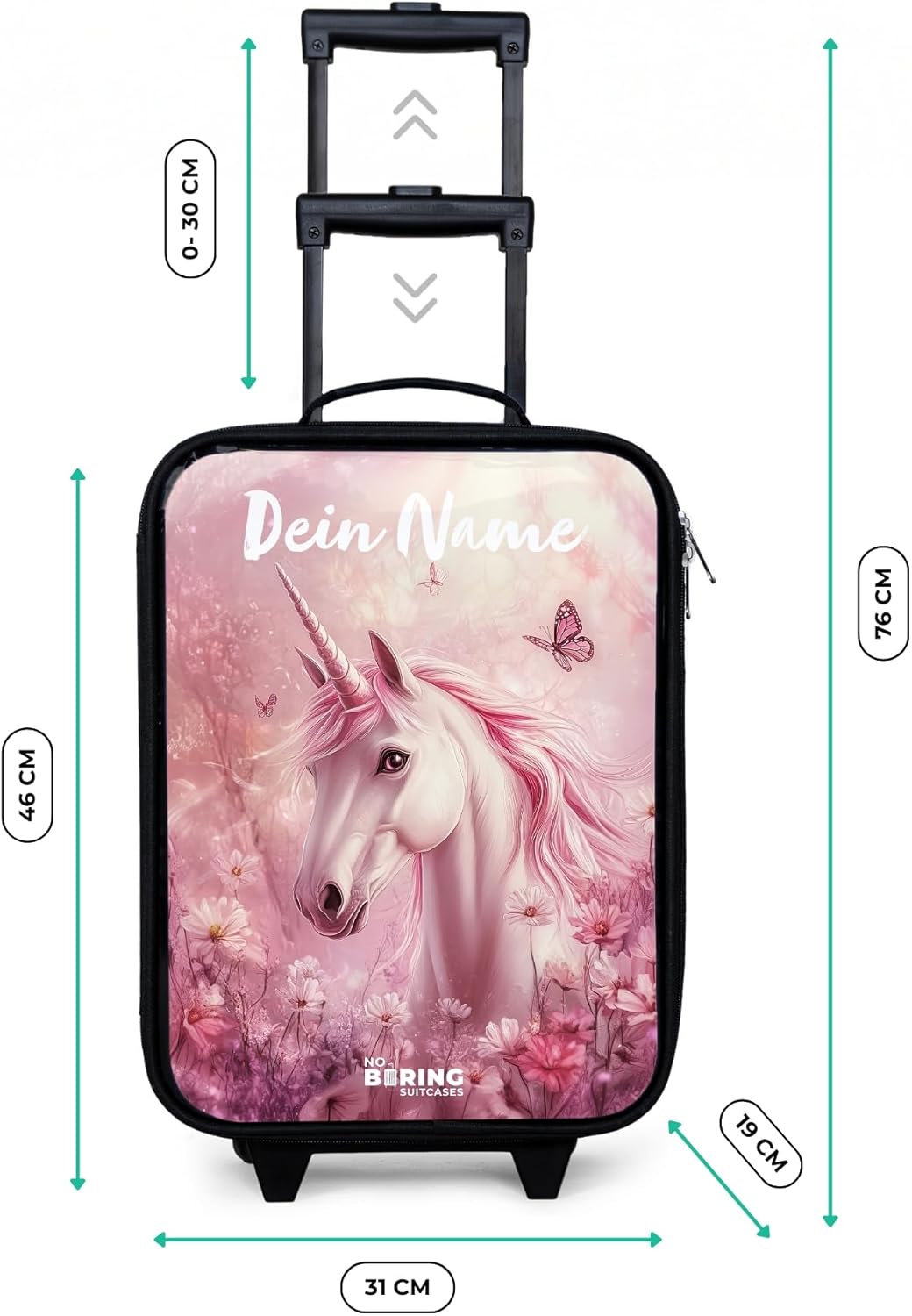 Kinderkoffer Klein Personalisiert mit Name 48x31x19 cm Reisekoffer Kleiner Kinder Koffer mit LED Rol