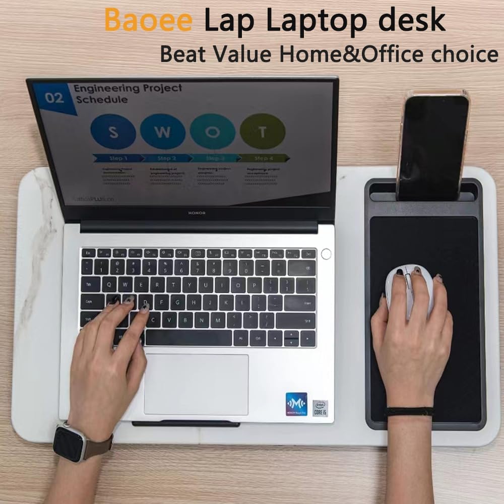 Schossschreibtisch, tragbarer Laptop-Schreibtisch mit Kissen-Kissen, passend für Laptops bis zu 17 Z