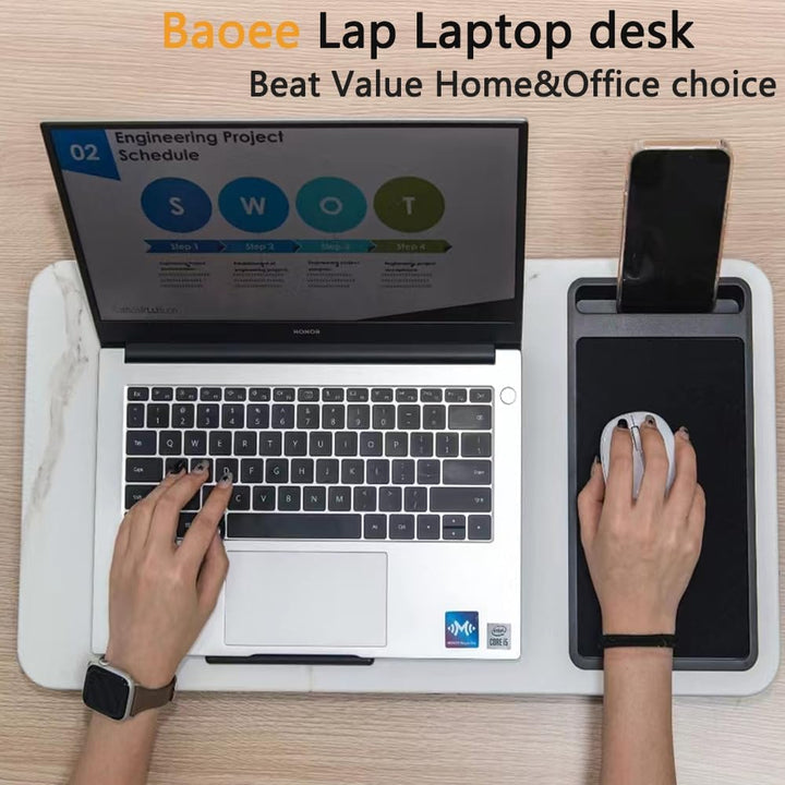 Schossschreibtisch, tragbarer Laptop-Schreibtisch mit Kissen-Kissen, passend für Laptops bis zu 17 Z