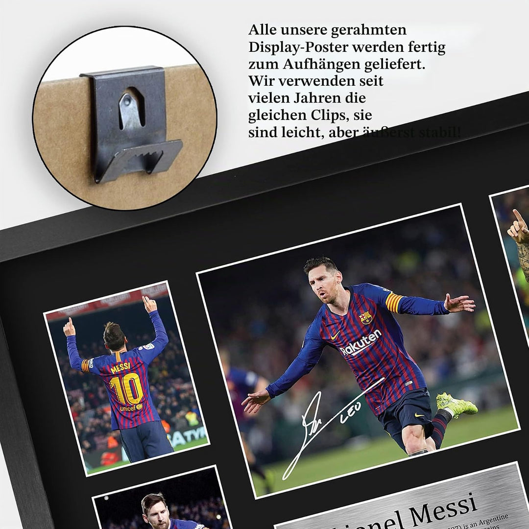 HWC Trading Lionel Messi A3 Gerahmte Signiert Gedruckt Autogramme Bild Druck-Fotoanzeige Geschenk Fü
