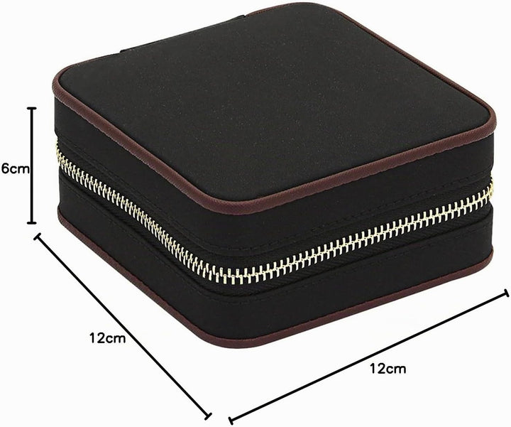 Friedrich|23, Schmuckkoffer, Echtleder mit Feinsynthetik, Abschliessbar, Mit Spiegel, Cordoba Schwar