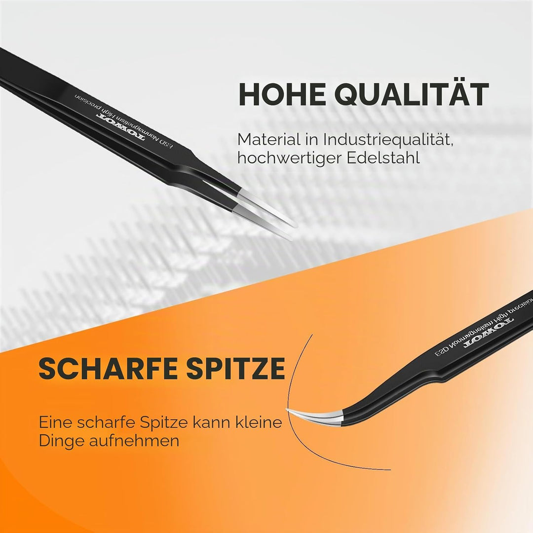TOWOT 5PCS Präzisions Pinzette, Antistatische Edelstahlpinzette für Elektronik, Handwerk, Schweissen