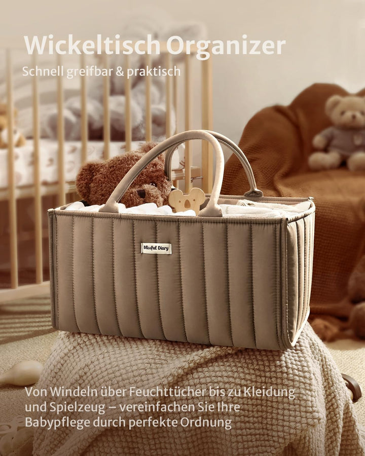 Blissful Diary Wickeltisch-Organizer, Wickelkorb für die Wickelstation, Stilvoller Wickelorganizer f