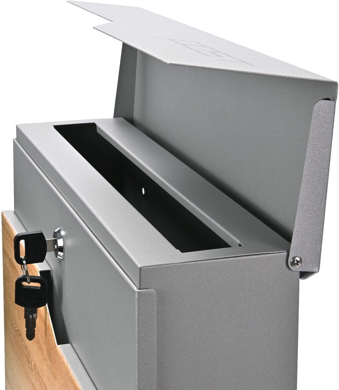 Verda Briefkasten mit Zetungsfach, 37 x 37 x 11 cm, Schloss unter dem Deckel, Postkasten Wandbriefka