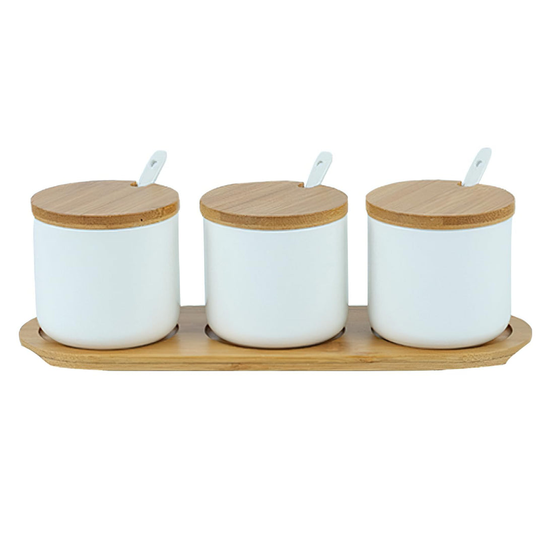3 Stück 230 ml Keramik Zuckerdose rund Seasoning, Topf mit grossem Salz, Gewürzglas, Box mit Löffel