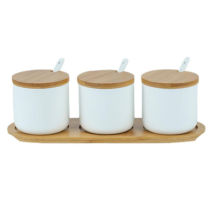 3 Stück 230 ml Keramik Zuckerdose rund Seasoning, Topf mit grossem Salz, Gewürzglas, Box mit Löffel
