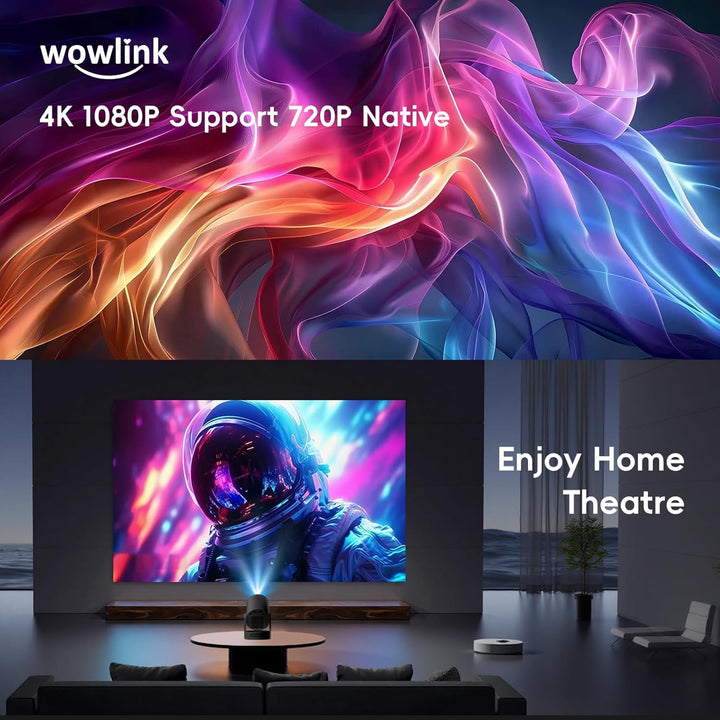 Mini Beamer Unterstützt 4K 1080P, Projektor Tragbarer mit WiFi 6 und Bluetooth 5.4, Beamer Klein Pro