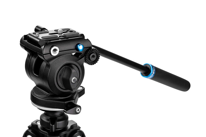 Benro S2 PRO Flat Base Fluid Video Head, 5.5 lb Max, 1/4"-20 Accessory Mounts, 3/8"-16 Head Mount, w
