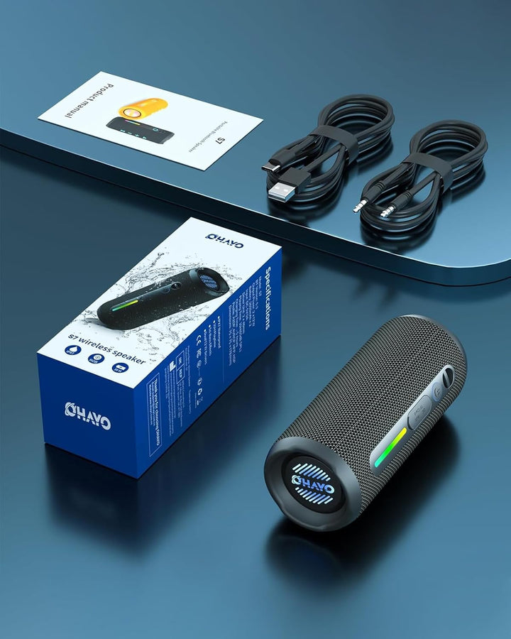 OHAYO Bluetooth Lautsprecher, Bluetooth Box mit RGB Licht, Musikbox mit Bluetooth 5.3, 3 Licht Modi,