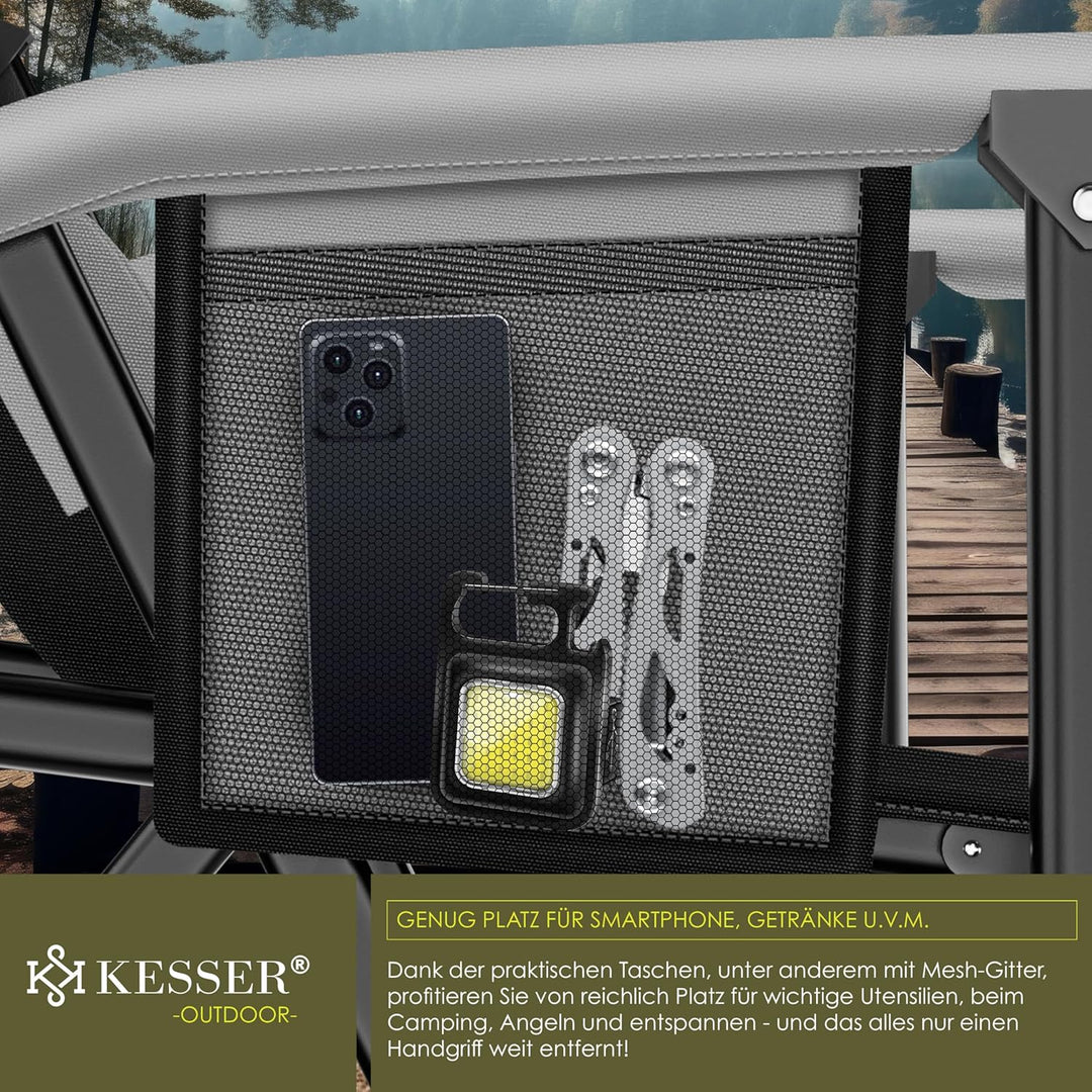 KESSER® Campingstuhl faltbar bis 160 kg | Angelstuhl Faltstuhl Klappstuhl Gepolstert mit Armlehnen |