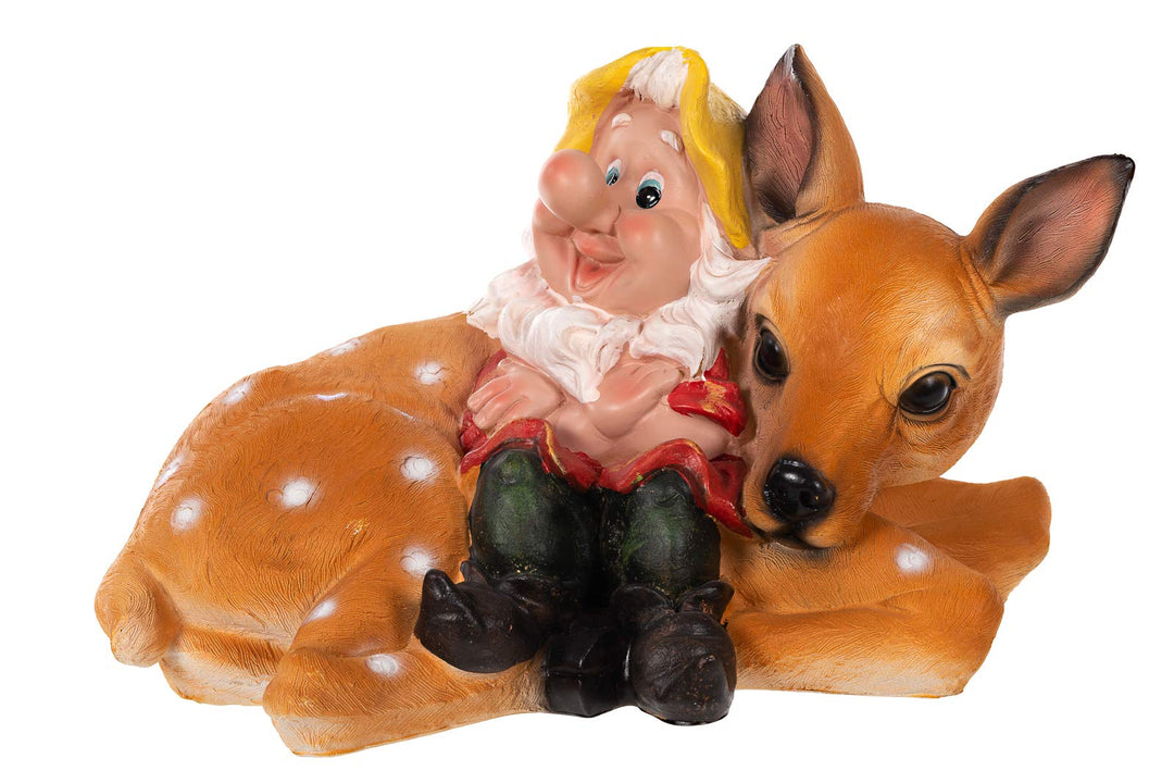 Grosser Zwerg mit REH Gartenzwerg Gartenwichtel NF15176 Gross 37cm Figur Dekozwerg Gartenzwerg " Reh