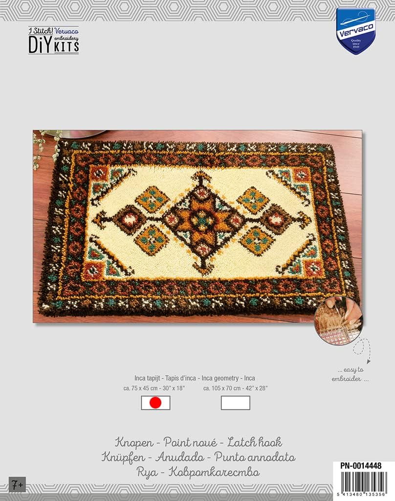 Vervaco Knüpfteppich mit Knüpfhaken, Multi Colored