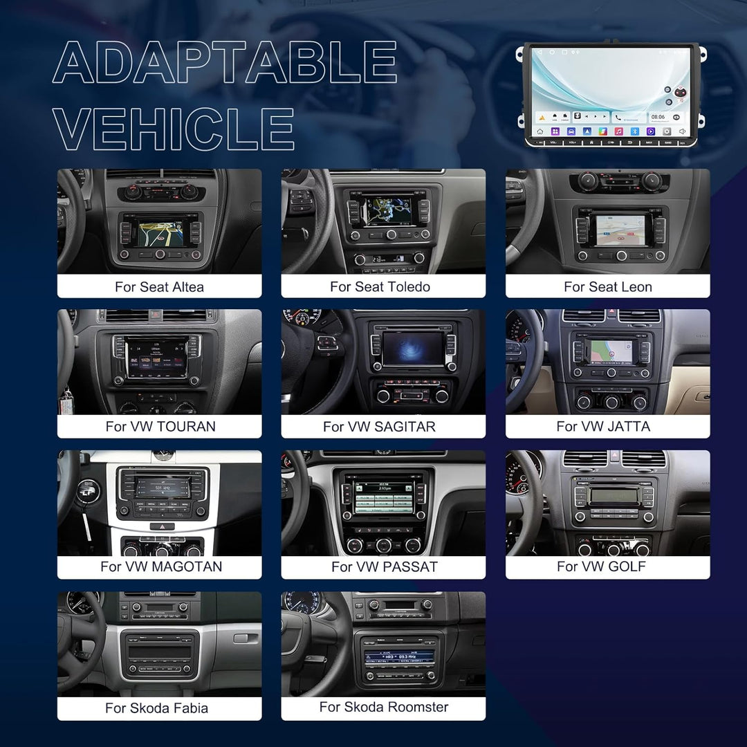 2+64GB DAB/DAB+ Autoradio für VW Golf 5 6 Polo Passat Skoda mit Wireless Apple Carplay Android Auto,