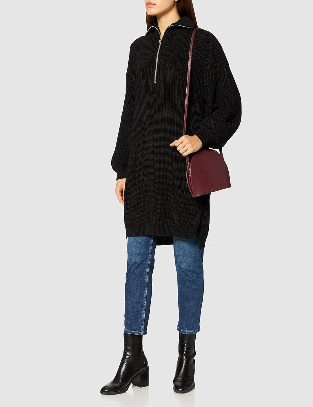 NA-KD Damen Side Slit Knitted Sweater Pullover XXL Schwarz, XXL Schwarz