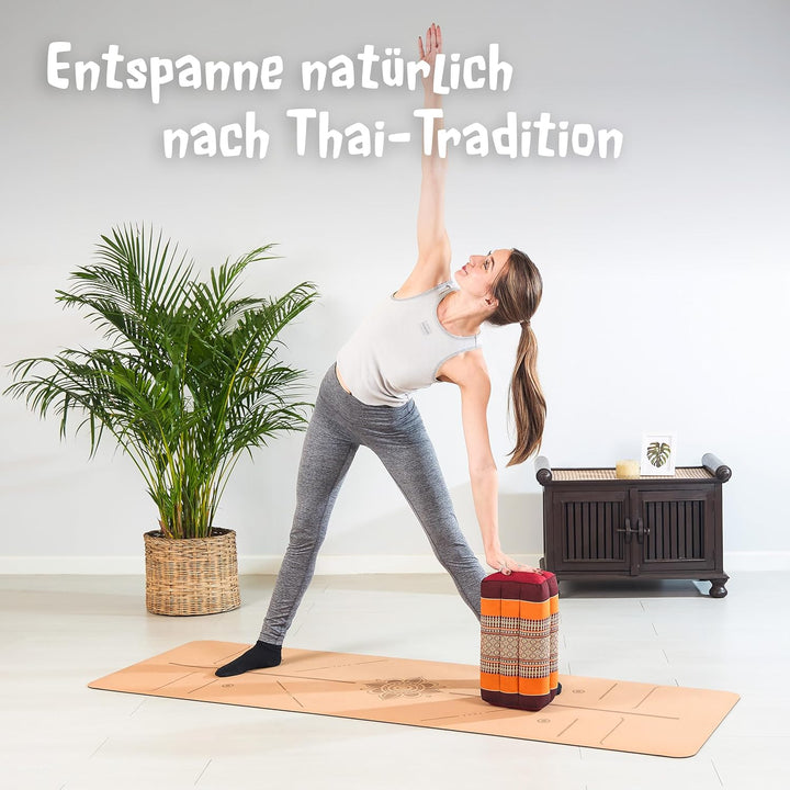 livasia Block Yogakissen eckig - 17x34x12cm - Meditationskissen mit Kapok, Stützkissen Bolster recht