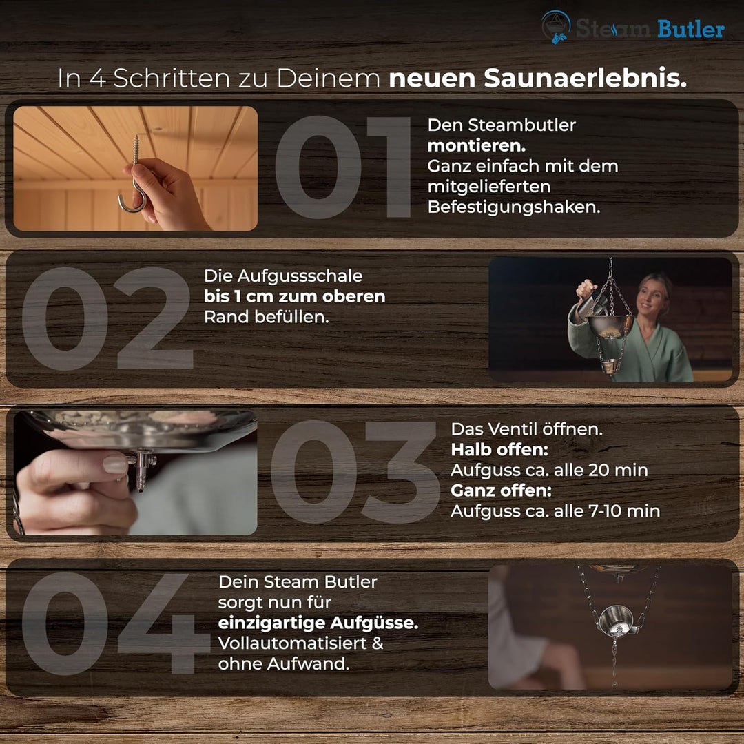 Original Steam Butler Home - Automatischer Aufguss für die Sauna/Heimsauna/Gartensauna - Material: E