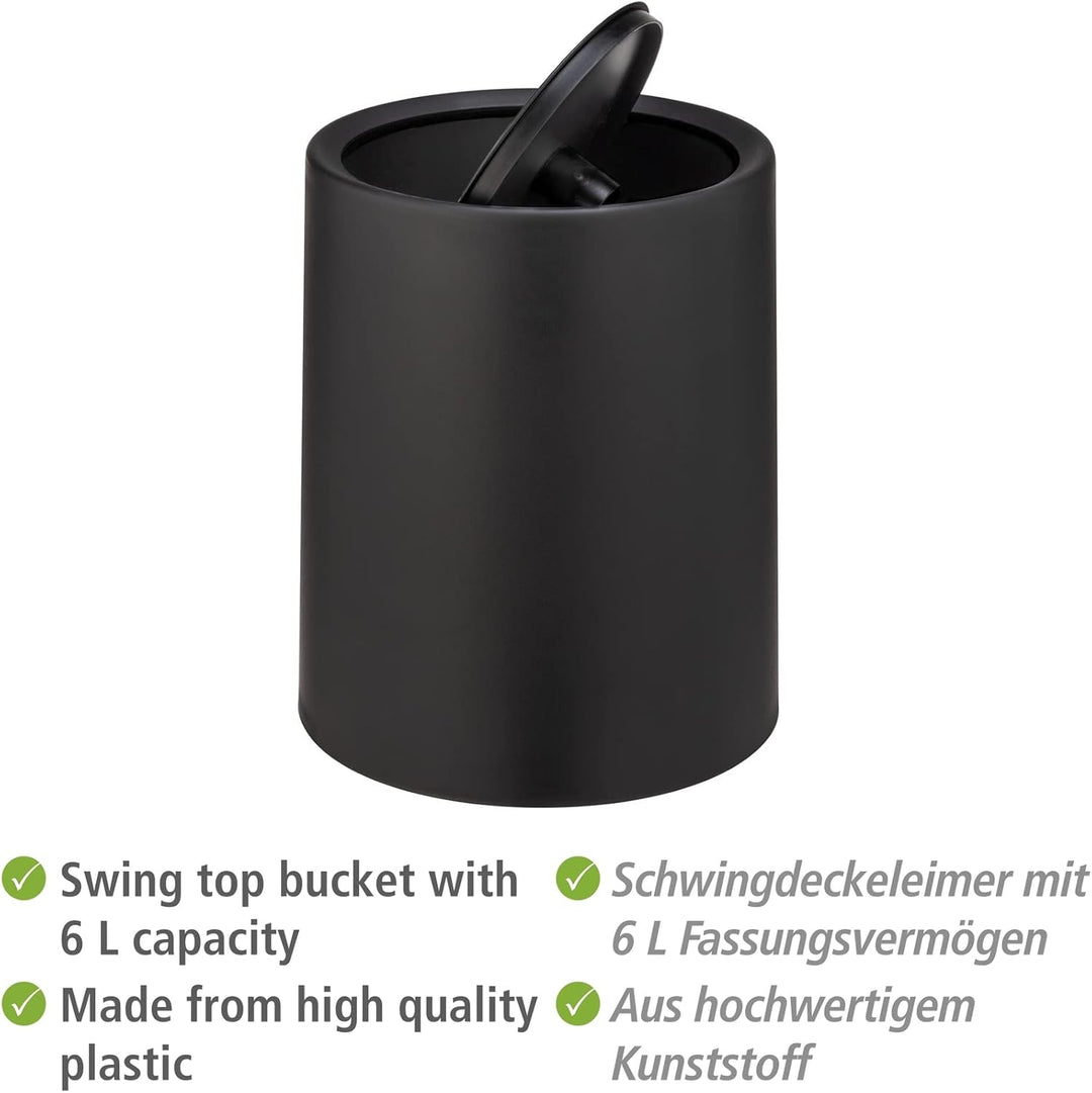 WENKO Schwingdeckeleimer Atri, 6 Liter Kosmetikeimer mit Deckel aus hochwertigem Kunststoff mit Inne