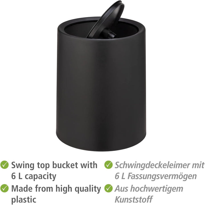 WENKO Schwingdeckeleimer Atri, 6 Liter Kosmetikeimer mit Deckel aus hochwertigem Kunststoff mit Inne