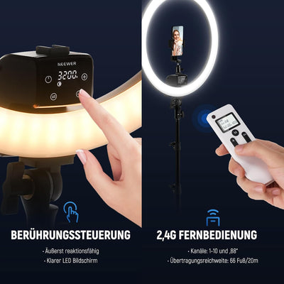 Neewer fortgeschritten 18 Zoll LED Ringlicht manuelle Touch Steuerung mit LCD Bildschirm Fernbedienu