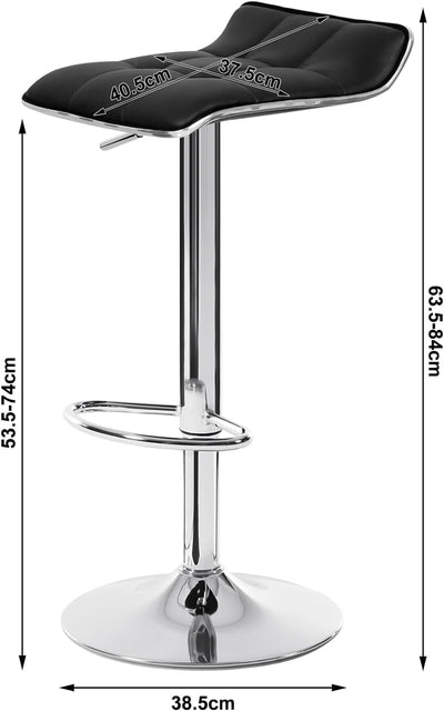 WOLTU BH28sz-1 1X Barhocker 1er Set Barstuhl Tresenhocker, aus hochwertigem Kunstleder, verchromter